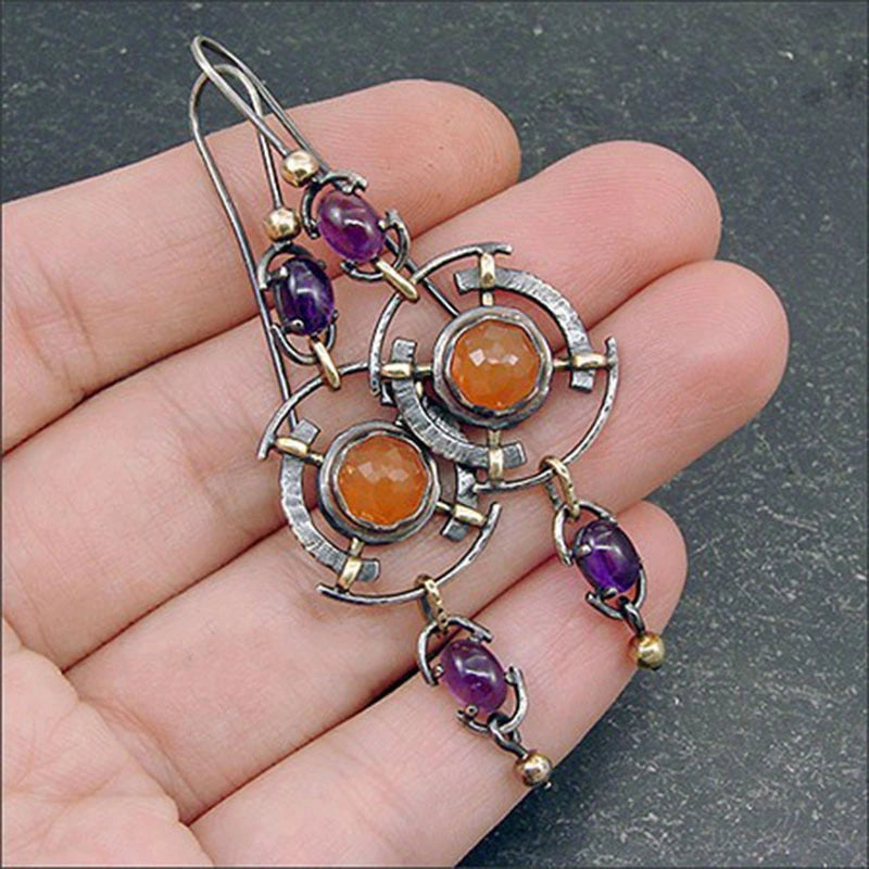 Antique Orange Deep Amethyst Earrings