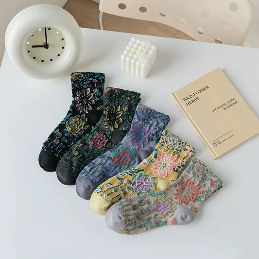 5 Pairs Vintage Pattern Socks