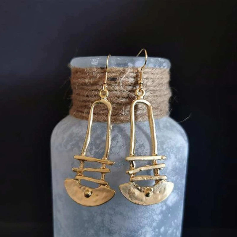 Retro Staircase Semicircle Geometric Earrings