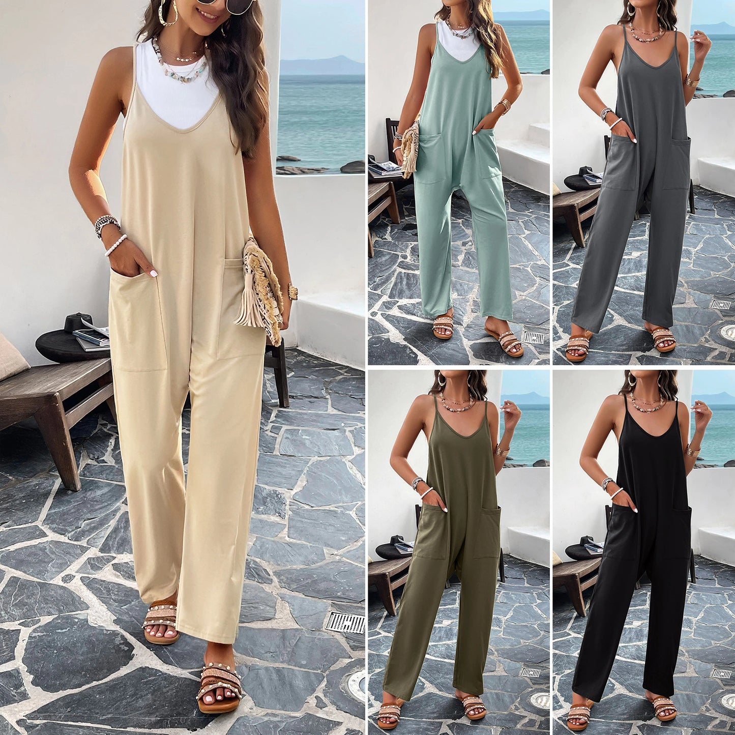 Casual Solid Colour Slim Fit Jumpsuit
