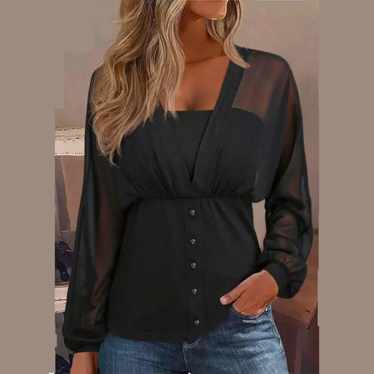 Patchwork T-shirt Solid Color Top