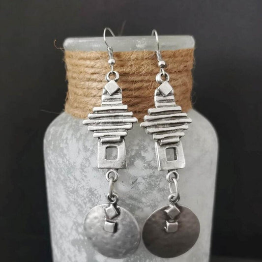 Vintage Staircase Coin Earrings