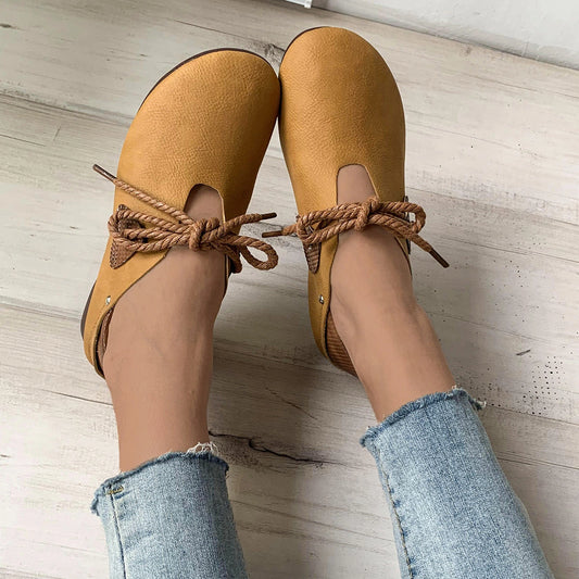 Retro Lace Up Color Block Shoes