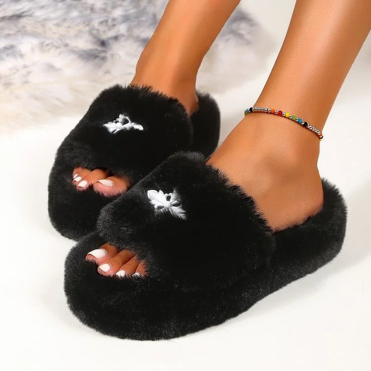 Casual Warm Thick Bottom Open Toe Slippers