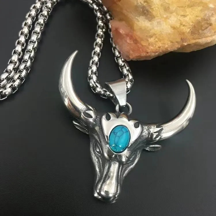 Vintage Bull Head Turquoise Necklace