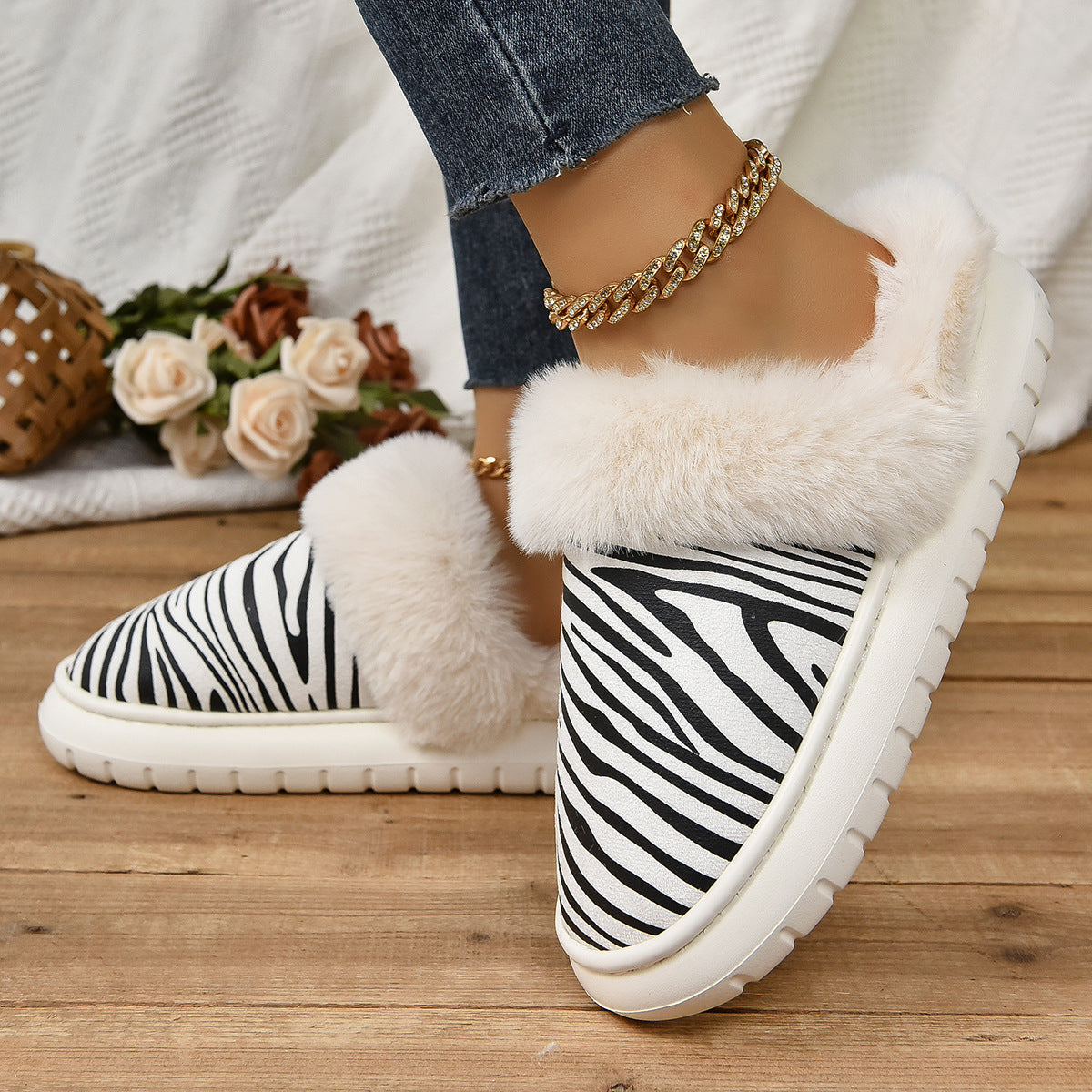 Leopard Print Casual Cotton Slippers