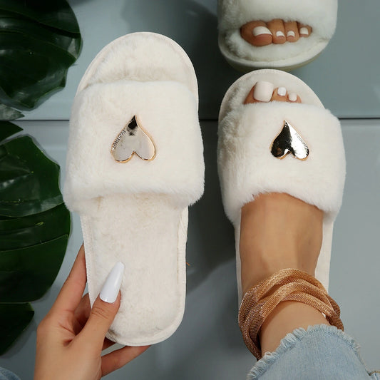 Heart Shaped Trendy Flat Slippers