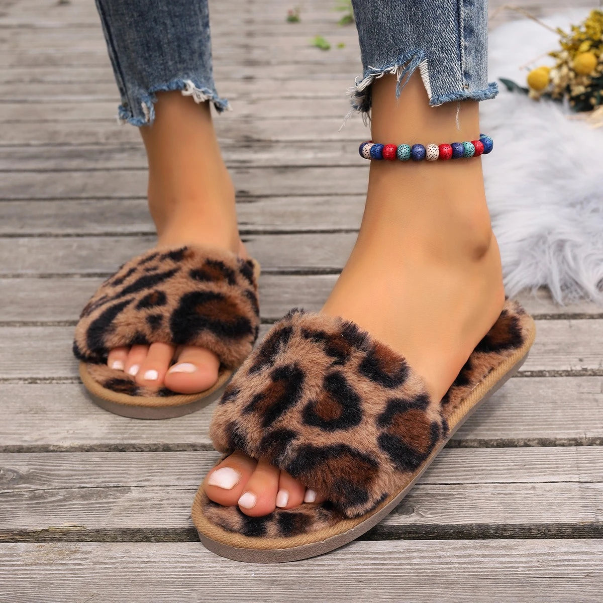 Leopard Print Casual Slippers