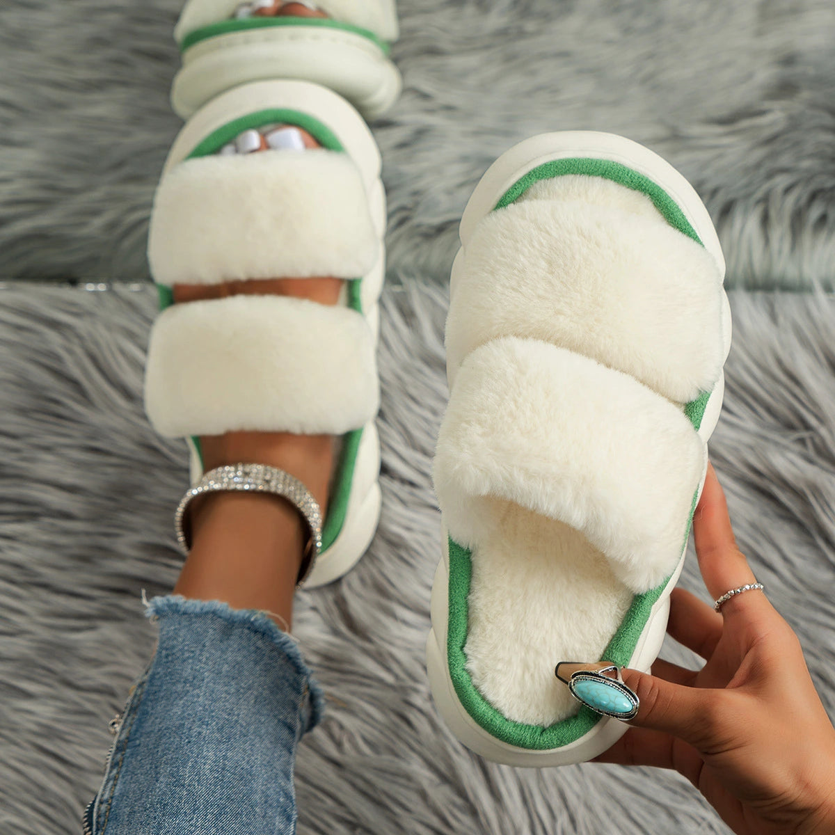 Two Solid Coloured Casual Slippers