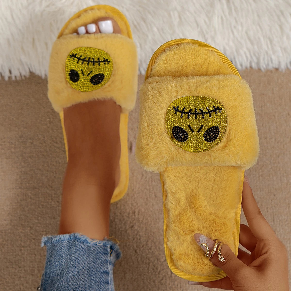 Pumpkin Lantern Round Toe Slippers