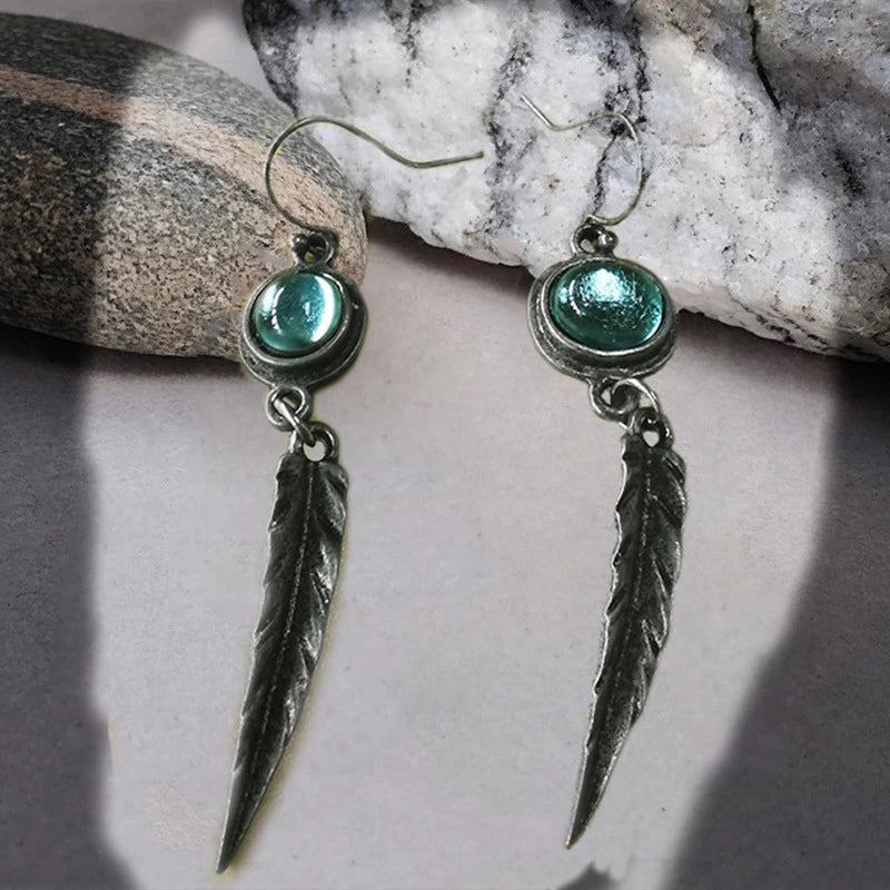 Vintage Opal Feather Earrings
