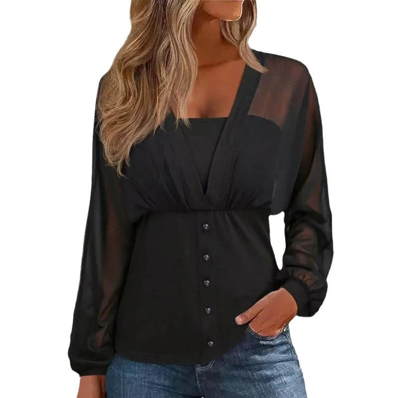 Patchwork T-shirt Solid Color Top