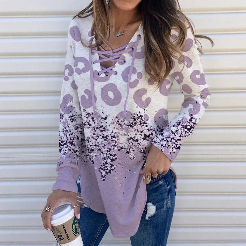 Printed Long Sleeved Cord T-shirt
