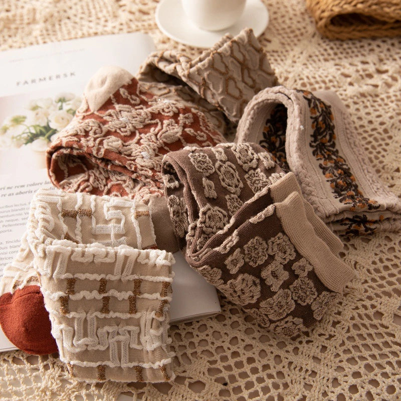 5 Pairs Vintage Floral Socks