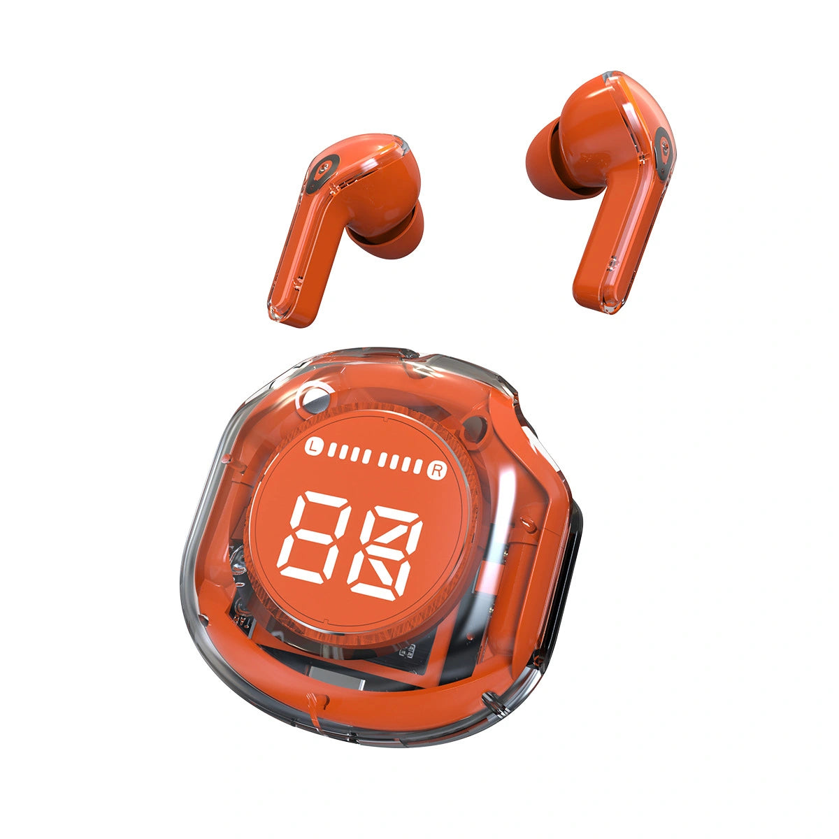 Wireless Earphone Bluetooth Earbuds Transparent Digital Display