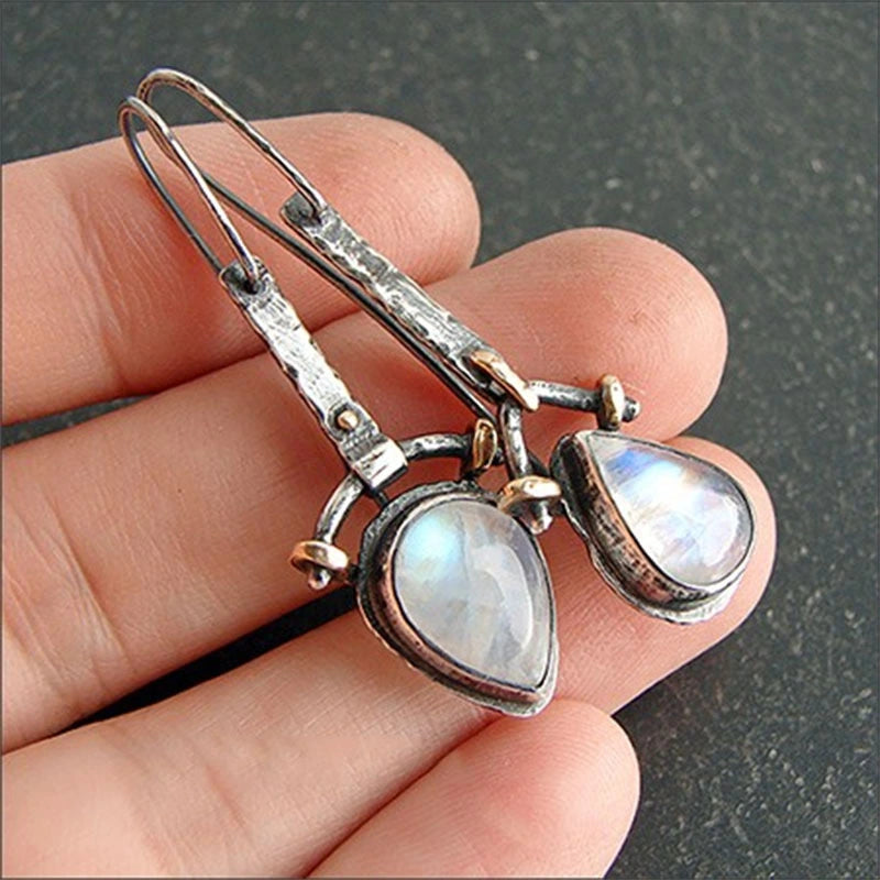 Vintage Water Drop Moonstone Earrings