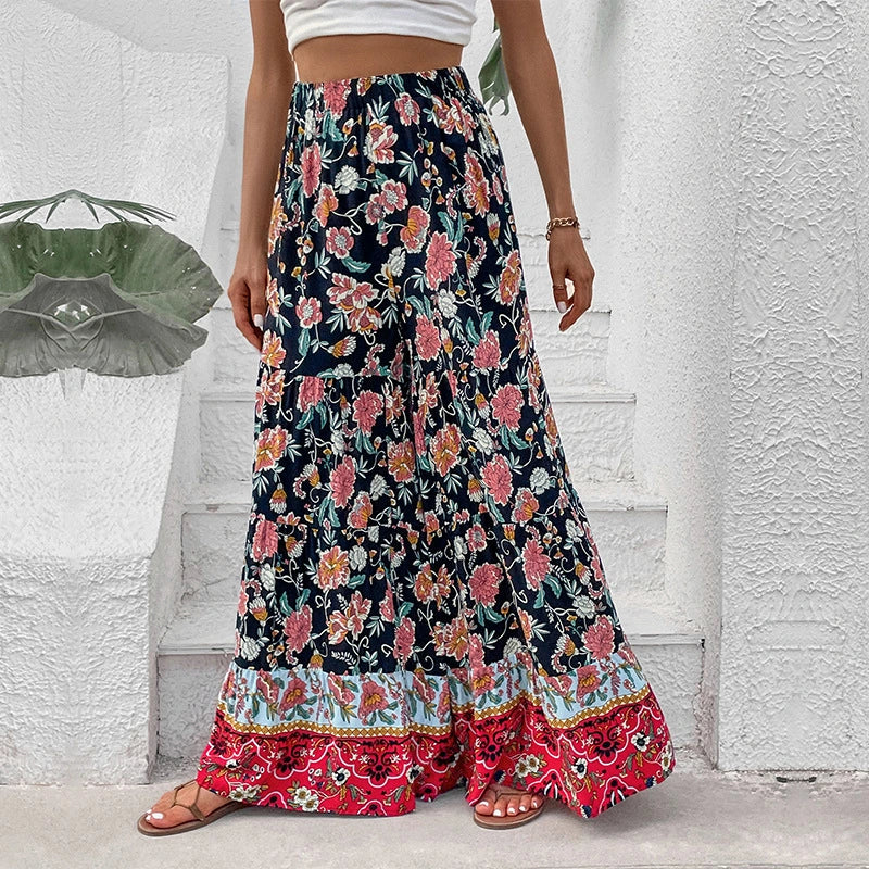 Printed Floral Flared Wide Leg Pants