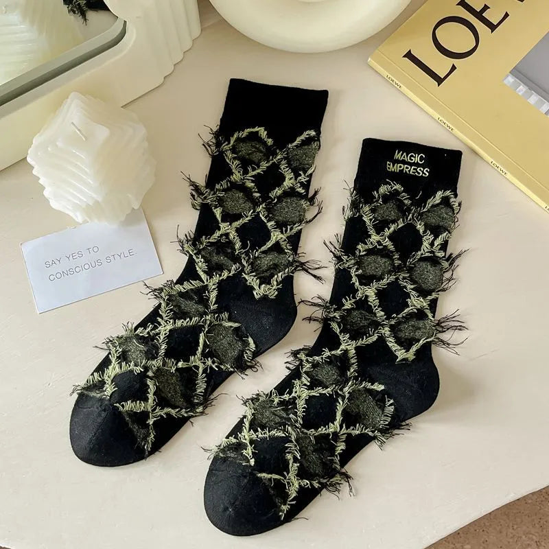 5 Pairs Embroidered Tassel Socks