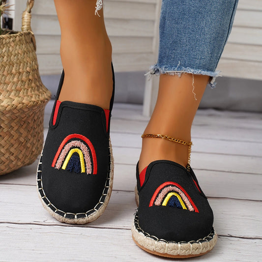 Embroidered Slip On Cloth Espadrilles