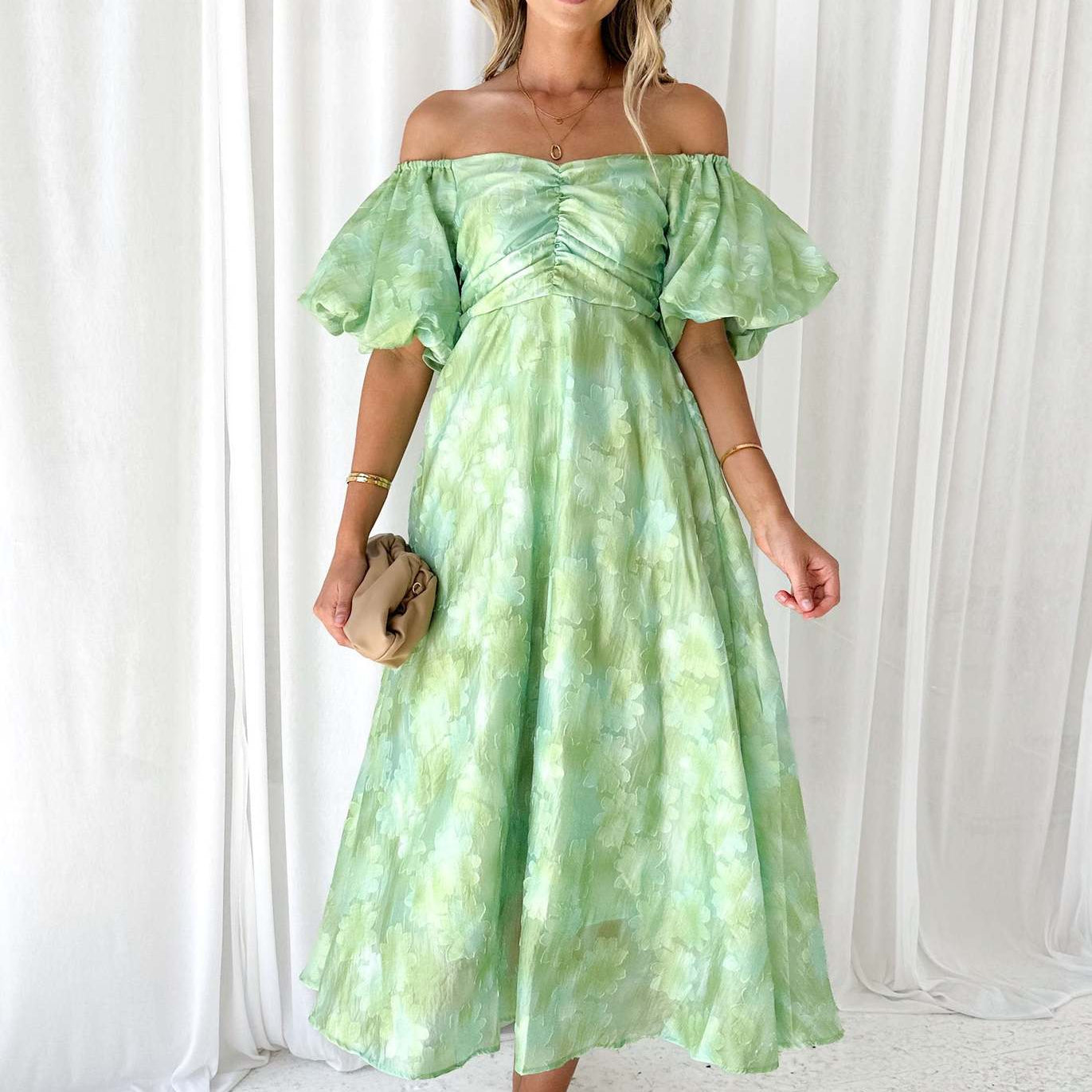 Puff Sleeve Waist Dress