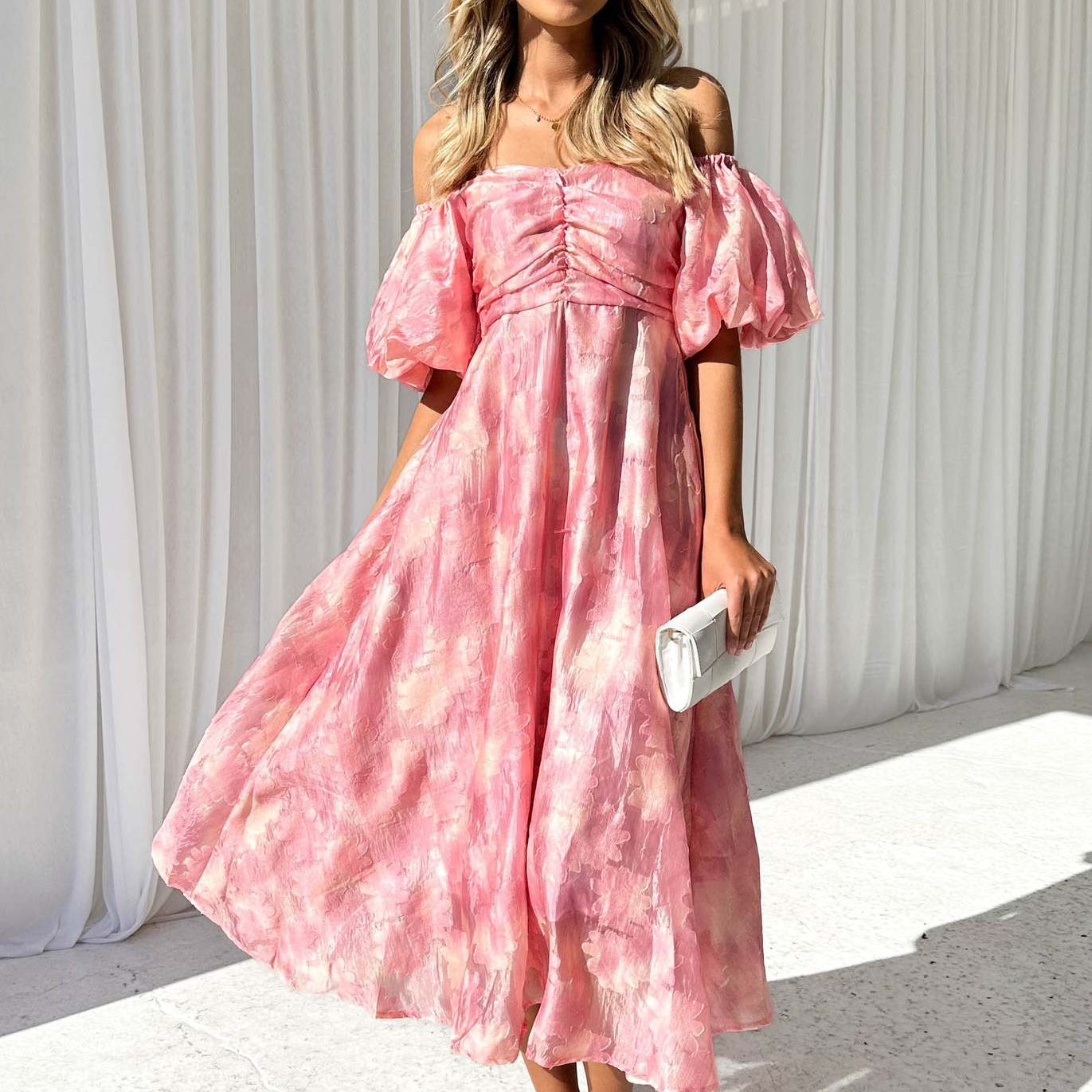 Puff Sleeve Waist Dress