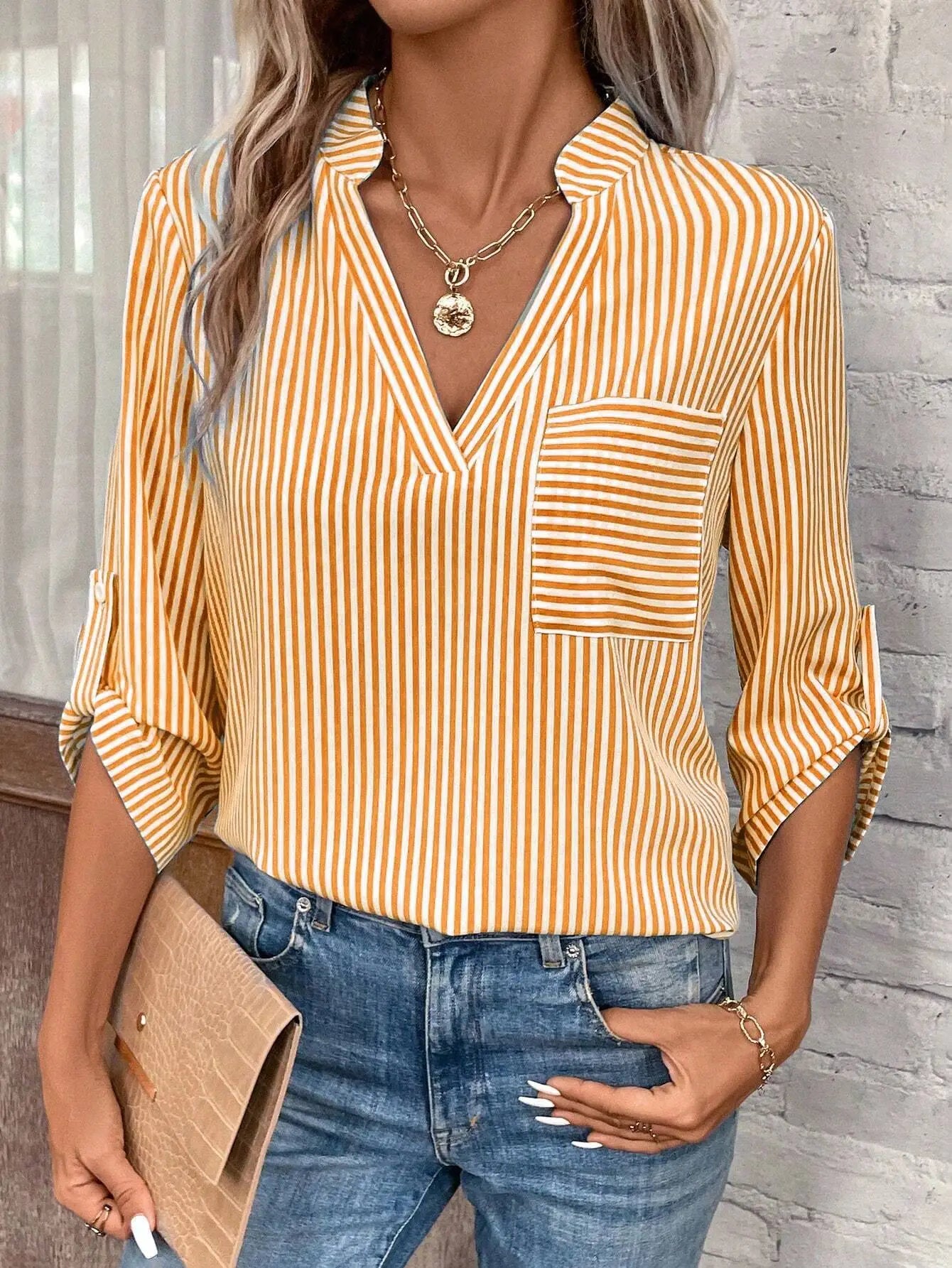 Striped Print Long Sleeve Casual Shirt