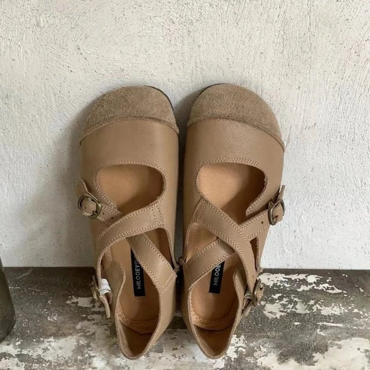Vintage Cross Buckle Shoes