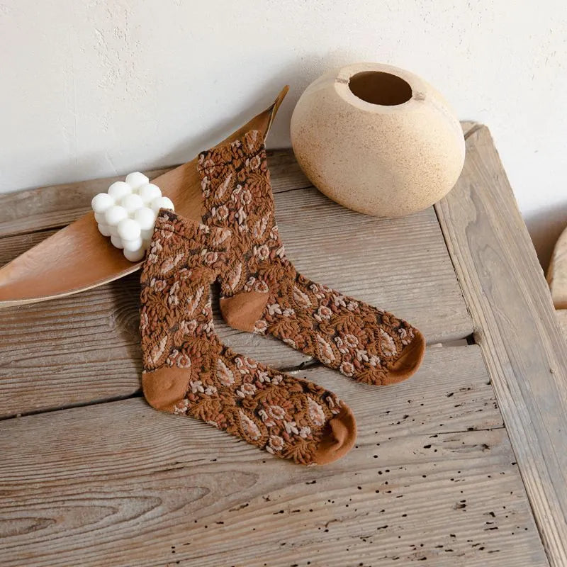 5 Pairs Vintage Floral Women's Socks