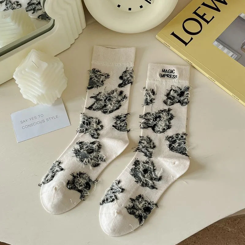 5 Pairs Embroidered Tassel Socks
