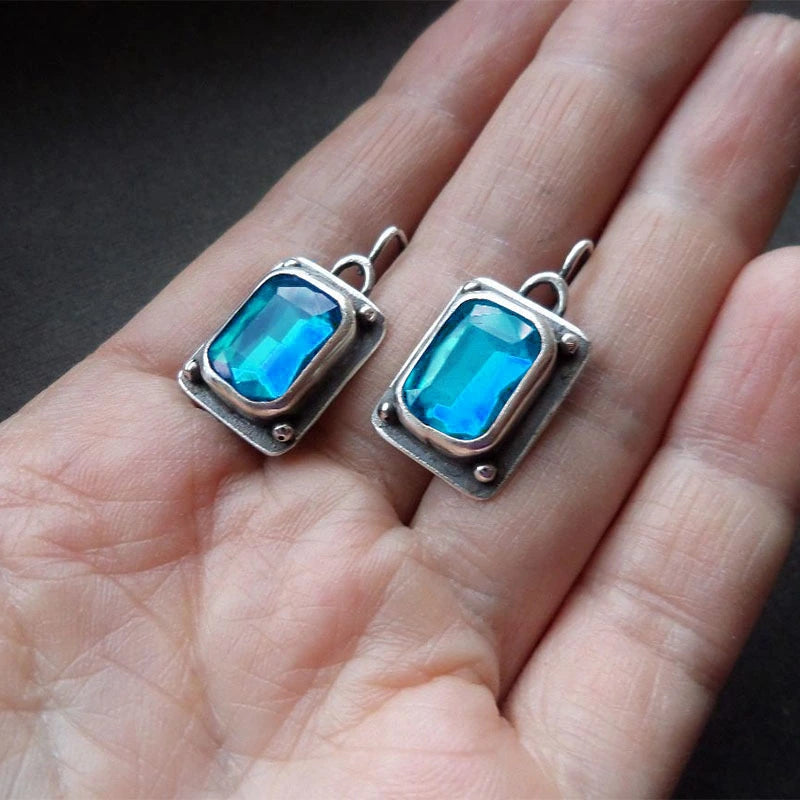 Trendy Big Square Cubic Zirconia Drop Earrings