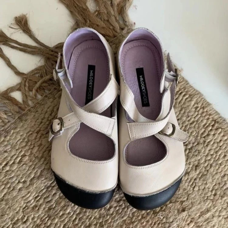Vintage Cross Buckle Shoes