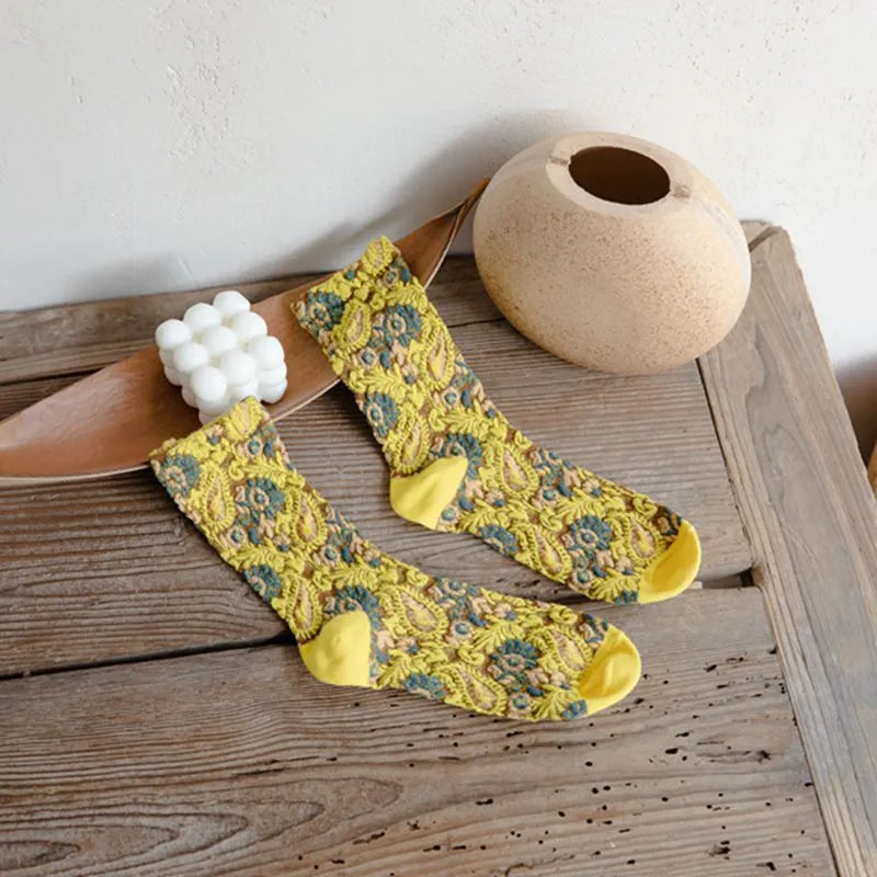 5 Pairs Vintage Floral Women's Socks