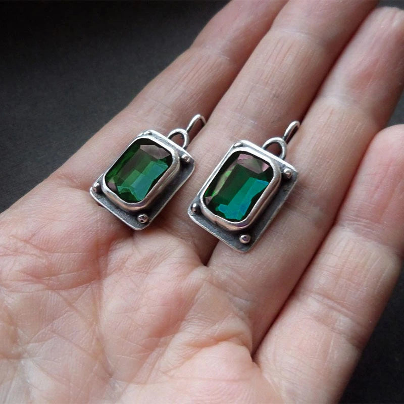 Trendy Big Square Cubic Zirconia Drop Earrings