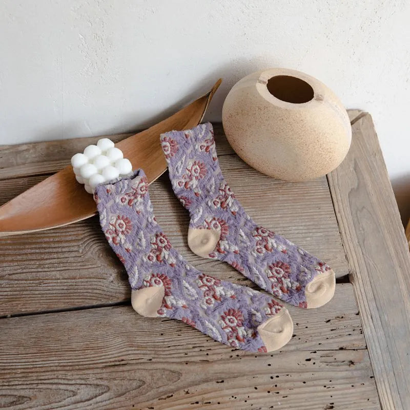 5 Pairs Vintage Floral Women's Socks