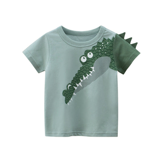Camisetas de Cocodrilo de Manga Corta con Cuello Redondo para Niños