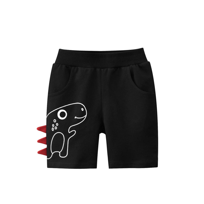 Pantalones Cortos Negro de Dinosaurio para Niños de 1 a 9 Años en Verano