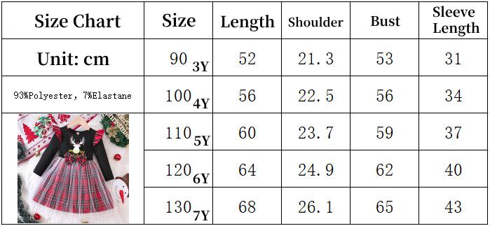 Vestido De Niña Otoño Navidad Alce Gasa Cuadros