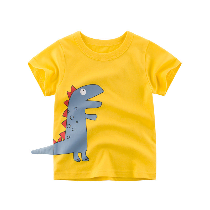 Camiseta De Manga Corta Con Estampado De Dinosaurios Para Niño