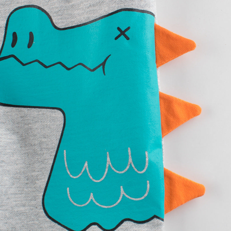 Pantalones Cortos Gris con Dinosaurio al Lado para Niños de 1 a 9 Años en Verano