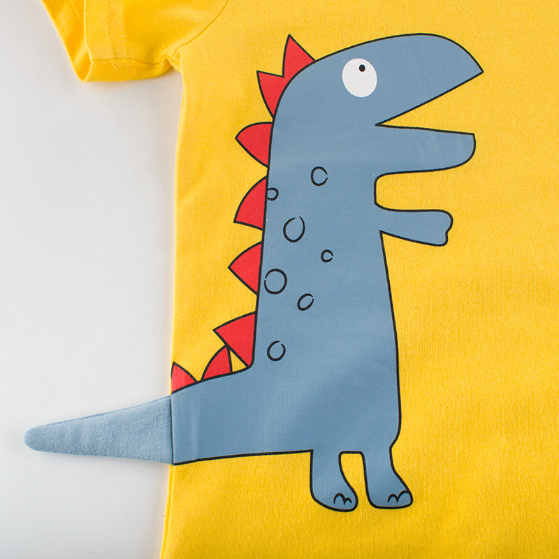 Camiseta De Manga Corta Con Estampado De Dinosaurios Para Niño