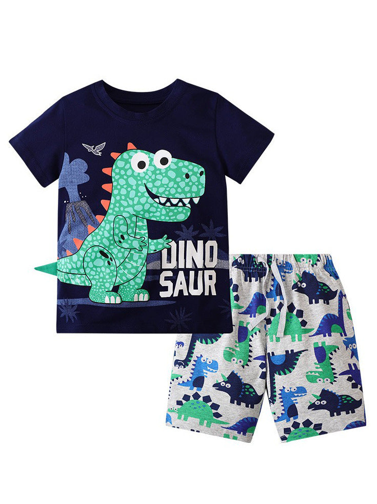 Conjunto de Playera y Pantalones Cortos para Niños con Estampado de Dinosaurio