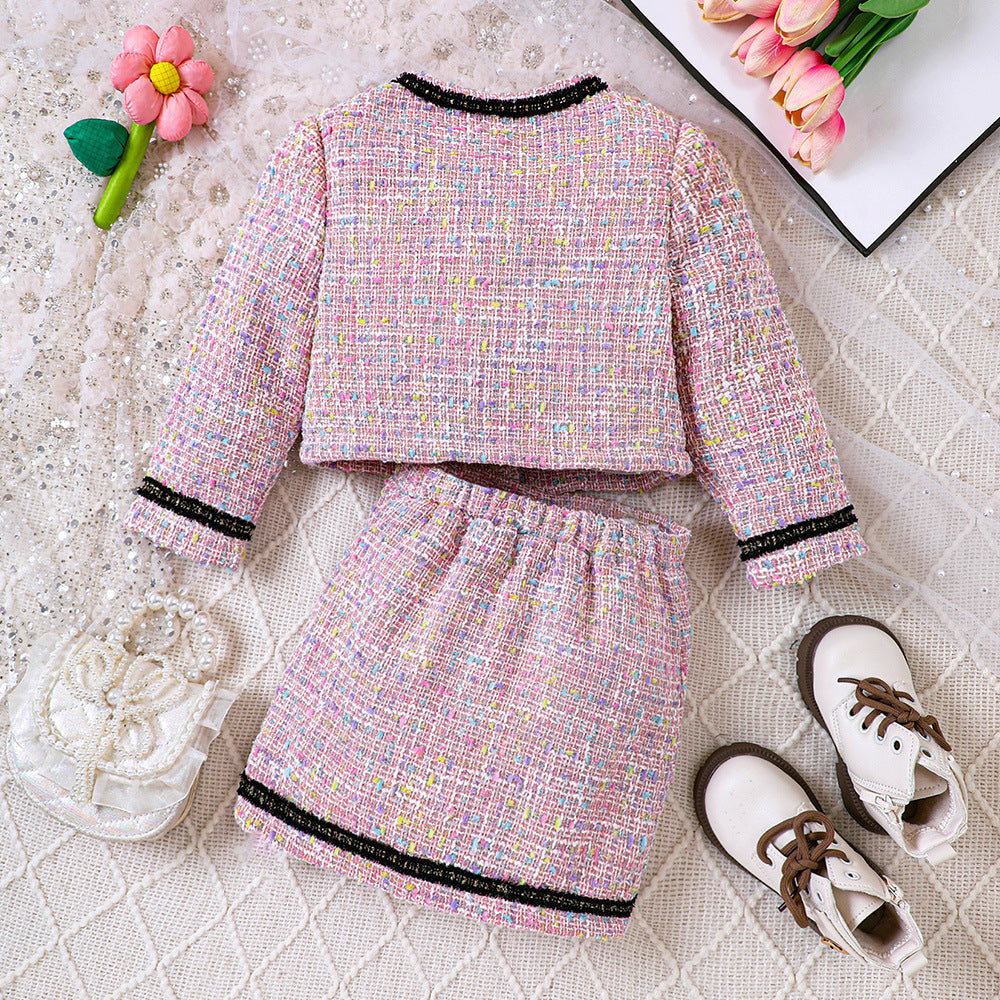 Invierno Niñas Bowknot Falda Corta Conjunto