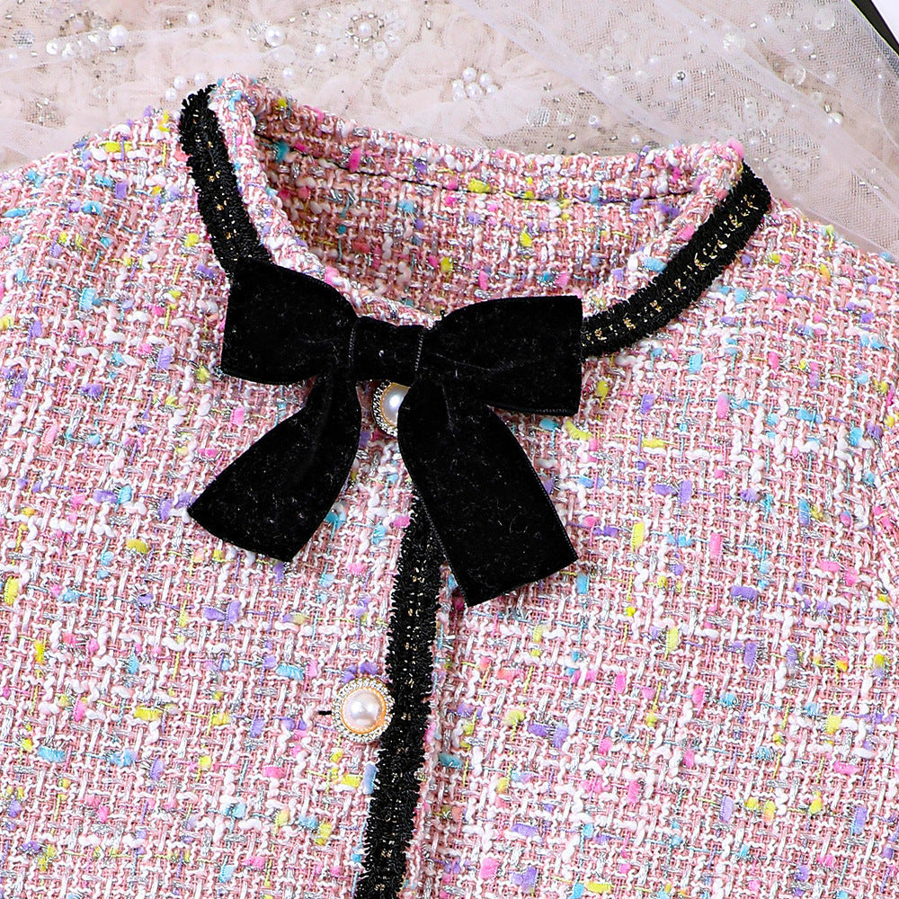 Invierno Niñas Bowknot Falda Corta Conjunto