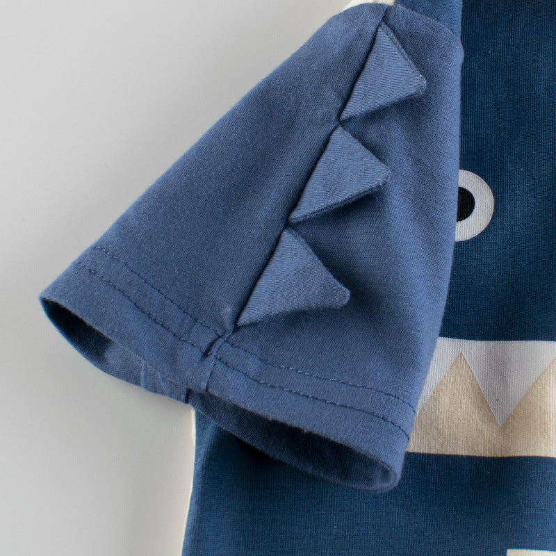 Camisetas de Manga Corta con Cuello Redondo para Niños con Estampado de Dinosaurios