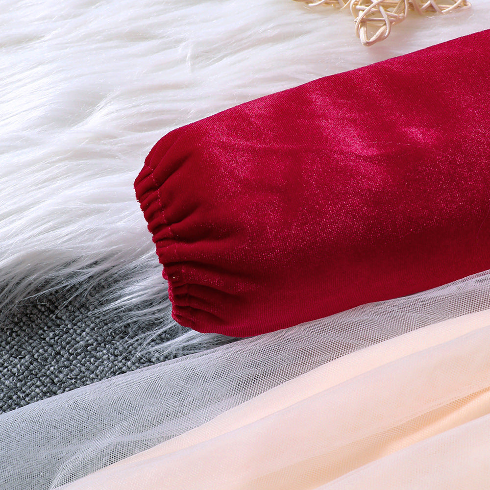 Vestido De Niña De Invierno De Gasa Con Lazo De Terciopelo