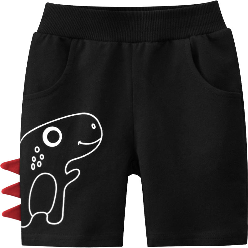 Pantalones Cortos Negro de Dinosaurio para Niños de 1 a 9 Años en Verano