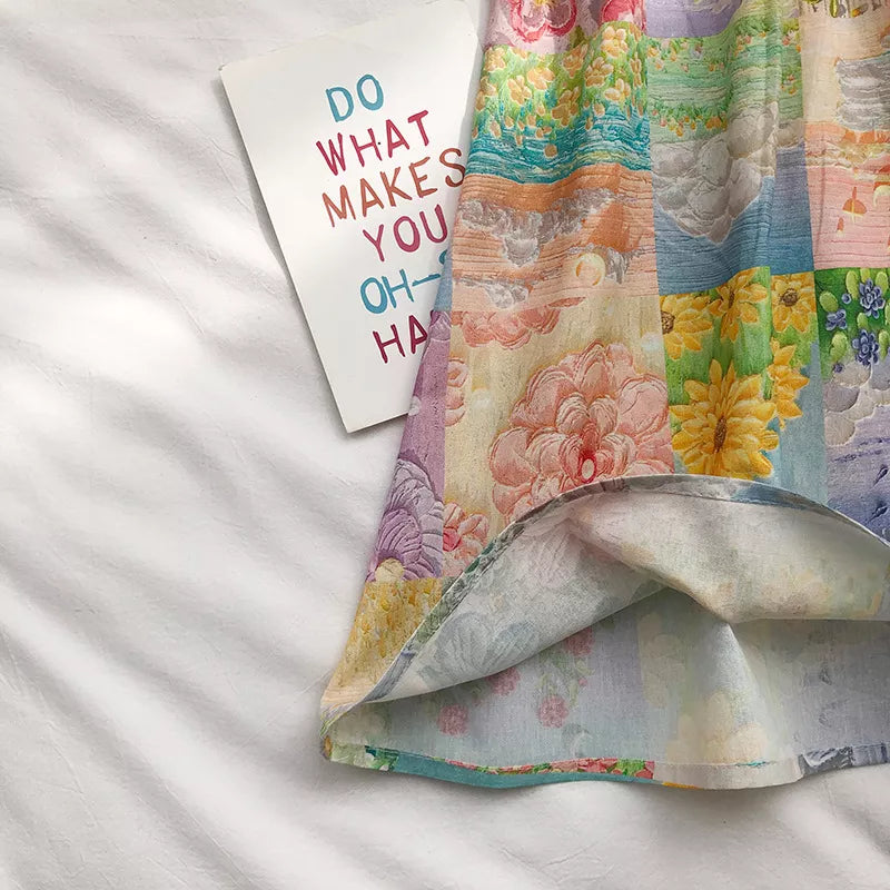 Vestido De Camisola Sin Mangas De Pintura Al Óleo Para Niñas En Verano