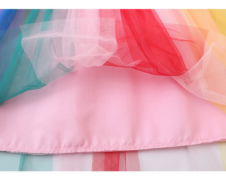 Vestido Tutú de Arco Íris para Bebé Niñas en Verano Adorable y Colorido