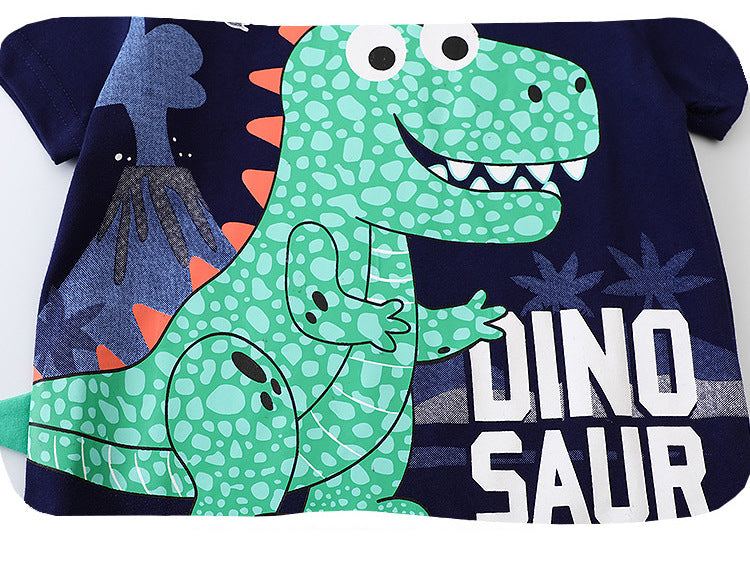 Conjunto de Playera y Pantalones Cortos para Niños con Estampado de Dinosaurio