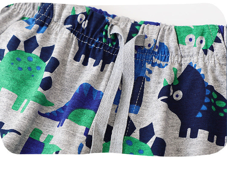 Conjunto de Playera y Pantalones Cortos para Niños con Estampado de Dinosaurio